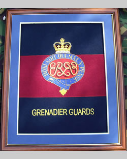 Large Embroidered Badge in a 20 x 16 Mahogany Wood Frame - Grenadier Guards