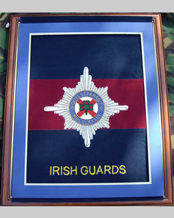 Large Embroidered Badge in a 20 x 16 Mahogany Wood Frame - Irish Guards