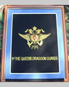 Large Embroidered Badge in a 20 x 16 Mahogany Wood Frame - Queens Dragoon Guards