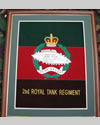 Large Embroidered Badge in a 20 x 16 Mahogany Wood Frame - Royal Tank Regiment