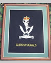 Large Embroidered Badge in a 20 x 16 Mahogany Wood Frame - Gurkha Signals