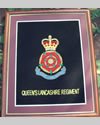 Large Embroidered Badge in a 20 x 16 Mahogany Wood Frame - Queen's Lancashire Regiment