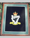 Large Embroidered Badge in a 20 x 16 Mahogany Wood Frame - Royal Irish Rangers