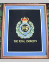 Large Embroidered Badge in a 20 x 16 Mahogany Wood Frame - The Royal Engineers